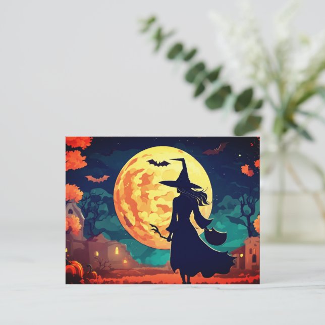 Young Witz Illustration Halloween Postcard Postkarte (Stehend Vorderseite)