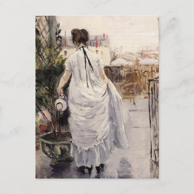 Young Woman Watering a Shrub von Berthe Morisot Postkarte (Vorderseite)