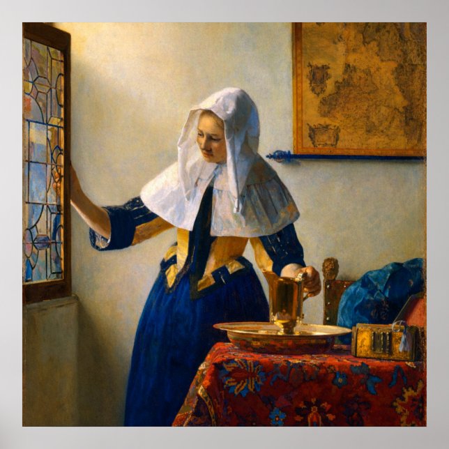 Young Woman with a Water Pitcher by Vermeer Poster (Vorne)