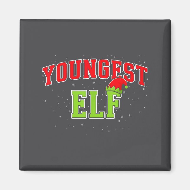 Youngest Elf Christmas Family Matching Group Xmas  Magnet (Vorne)