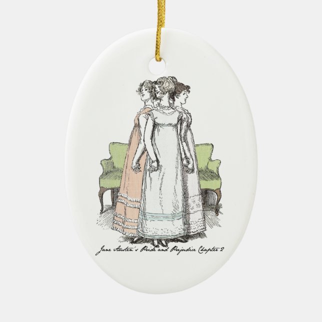 Youngest & Tallest, Jane Austen Pride & Prejudice Keramik Ornament (Vorne)