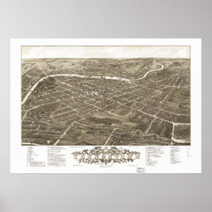 Youngstown Ohio 1882 antike panoramische Karte Poster