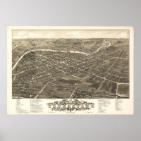 Youngstown Ohio 1882 Antique Panoramabalkarte