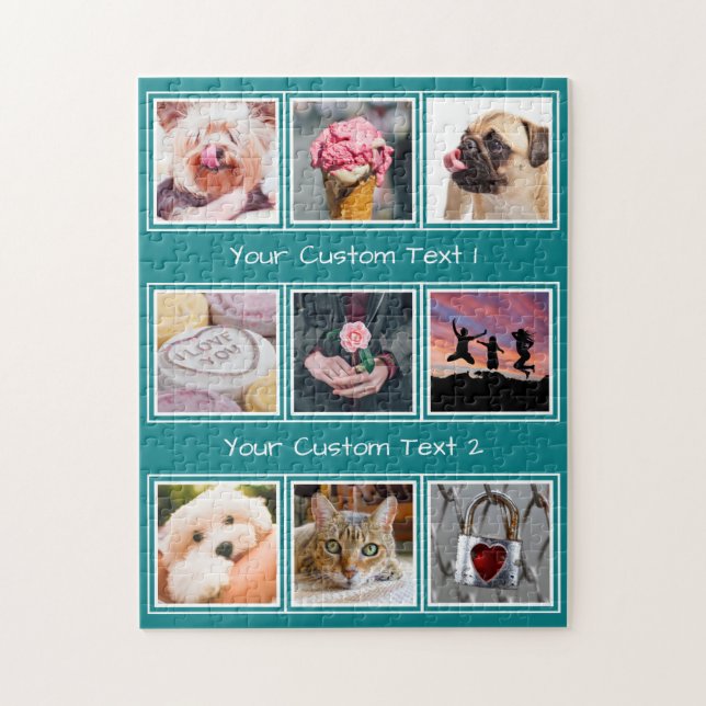 YOUR 9 PHOTOS, TEXT & COLOR puzzle (Vertikal)