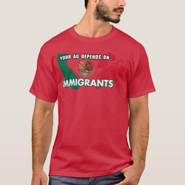 Your Agriculture Depends On Immigrants California  T-Shirt (Vorderseite)