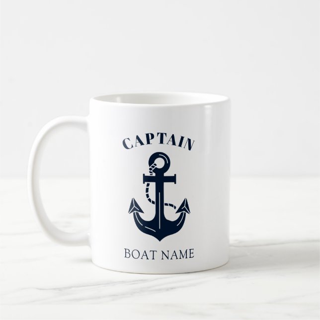 Your Boat Name Anchor Blue Captain Kaffeetasse (Links)