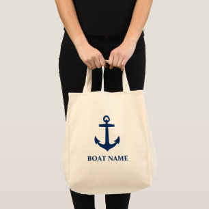 Your Boat Name Classic Anchor Eco Friendly Grocery Tragetasche