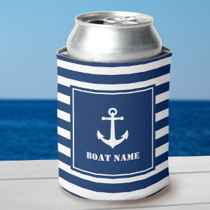 Your Boat Name Vintage Nautical Anchor Striped Dosenkühler