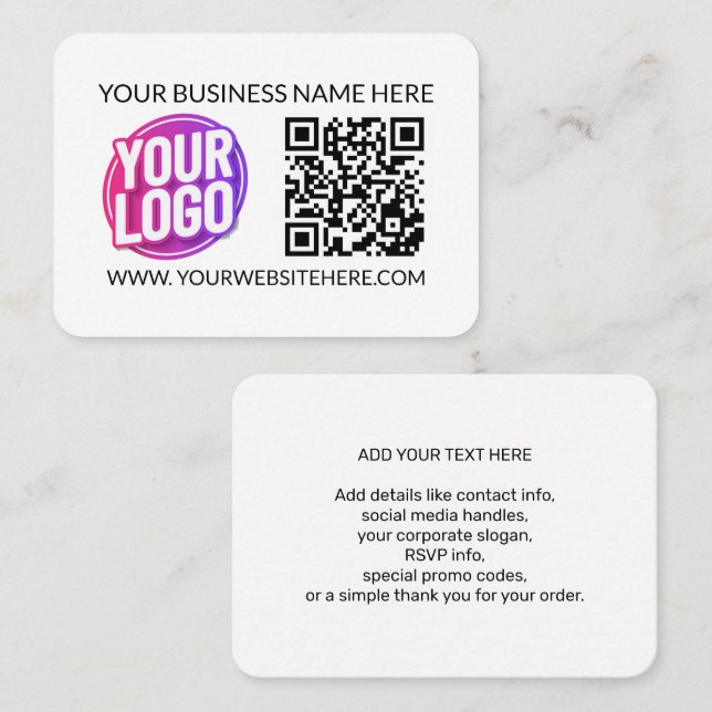 Your Business Company Team Logo & QR Code & Text Visitenkarte (Vorne/Hinten)
