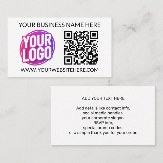 Your Business Company Team Logo & QR Code & Text Visitenkarte (Vorne/Hinten)