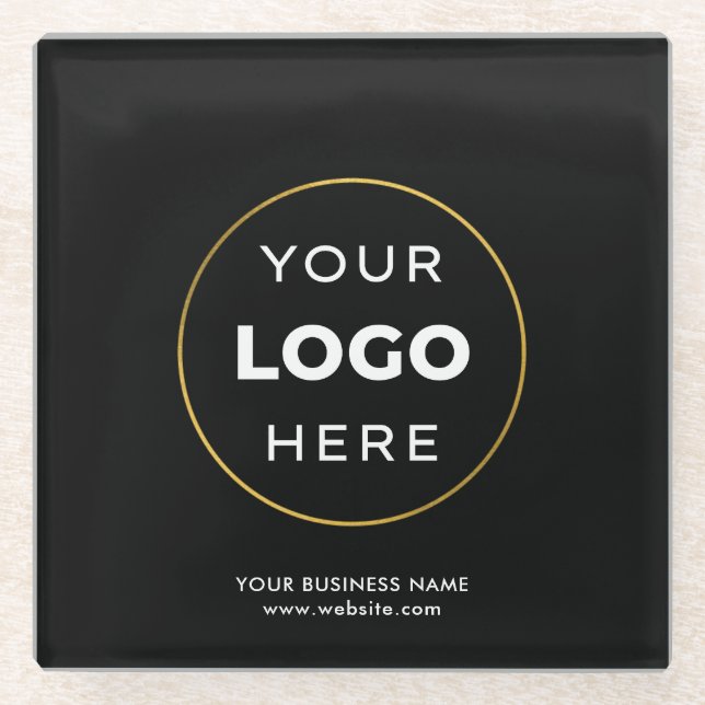 Your Custom Logo Business Corporate Glasuntersetzer (Vorderseite)