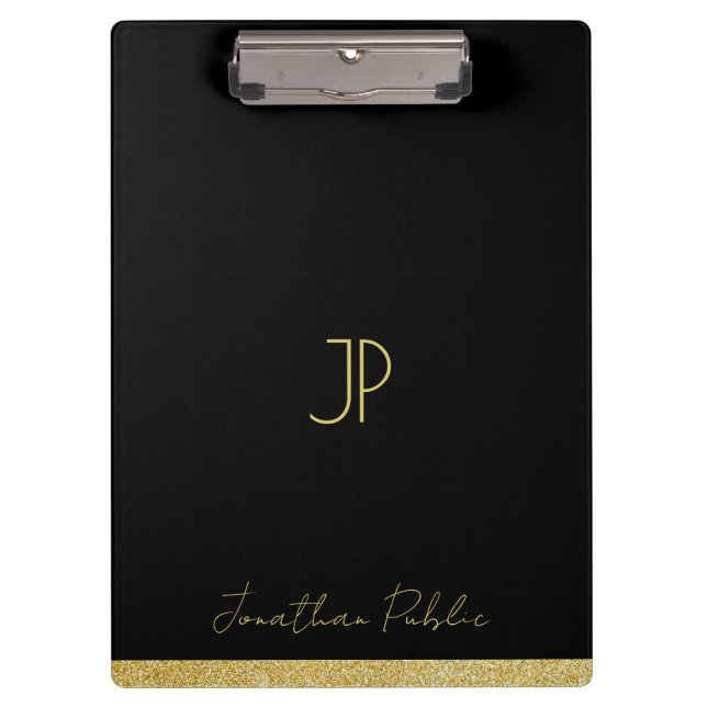 Your Custom Name Gold Text Personalized Monogram Klemmbrett (Vorderseite)