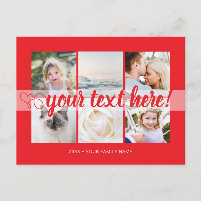 Your custom text 6 photos collage universal postkarte (Vorderseite)