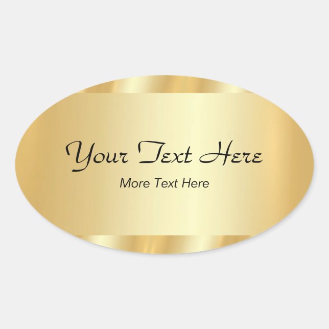 Your Custom Text Elegant Script Template Gold Ovaler Aufkleber (Vorderseite)