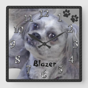 Your Doggy PHOTO and NAME Personalized Clock Quadratische Wanduhr