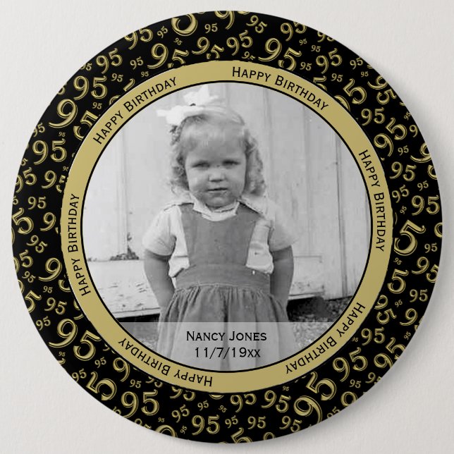 Your Foto: 95th Random Number Pattern Black/Gold Button (Vorderseite)