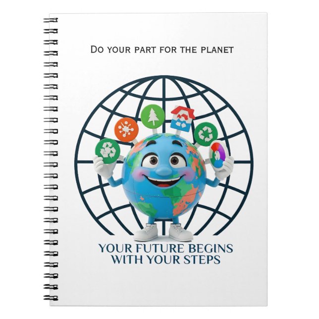Your Future Your Steps Earth Day Sustainability Notizblock (Vorderseite)