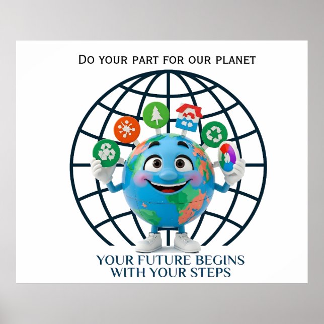 Your Future Your Steps Earth Day Sustainability Poster (Vorne)