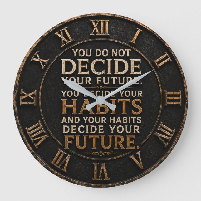 Your Habits Decide Your Future Gym Decor Große Wanduhr (Vorderseite)