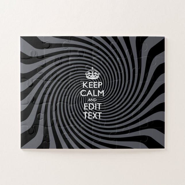 Your Keep Calm Text on Black Swirl Puzzle (Horizontal)