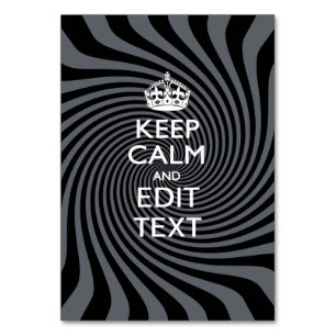 Your Keep Calm Text on Black Swirl Tischnummer