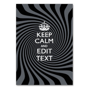 Your Keep Calm Text on Black Swirl Tischnummer