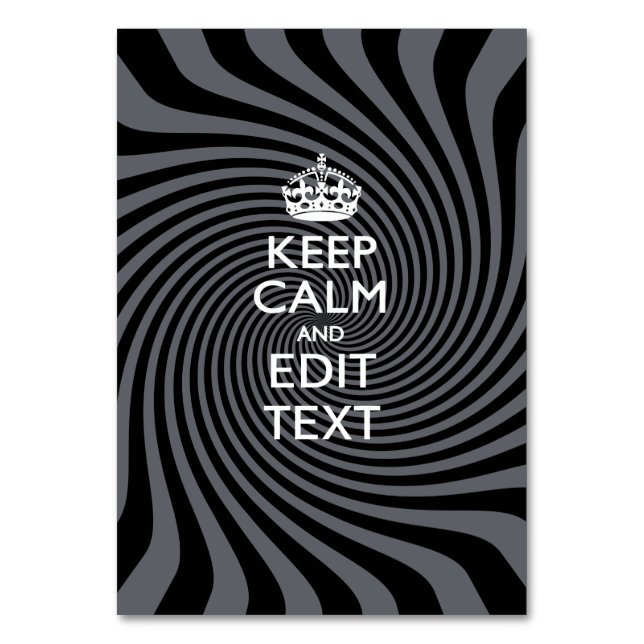 Your Keep Calm Text on Black Swirl Tischnummer (Vorderseite)