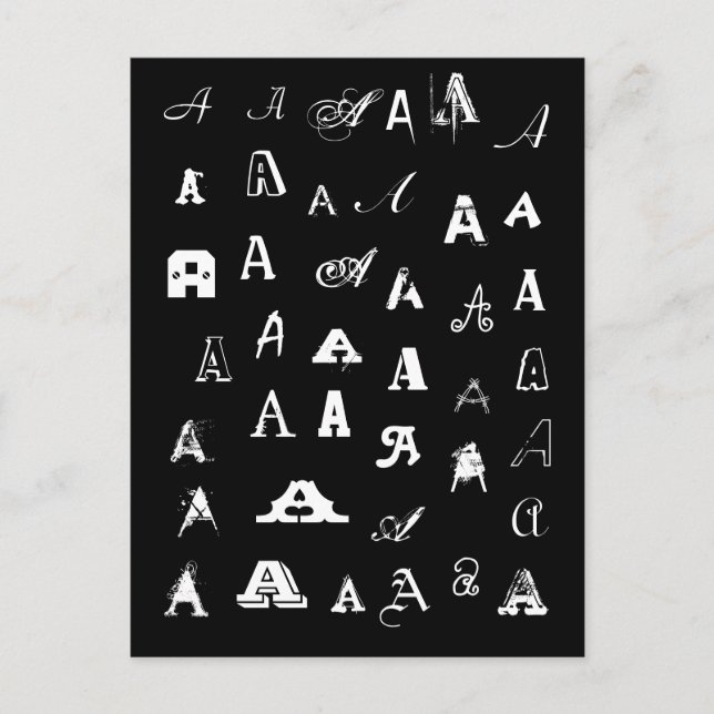Your Letter. Custom Monograms. Black and white. Postkarte (Vorderseite)