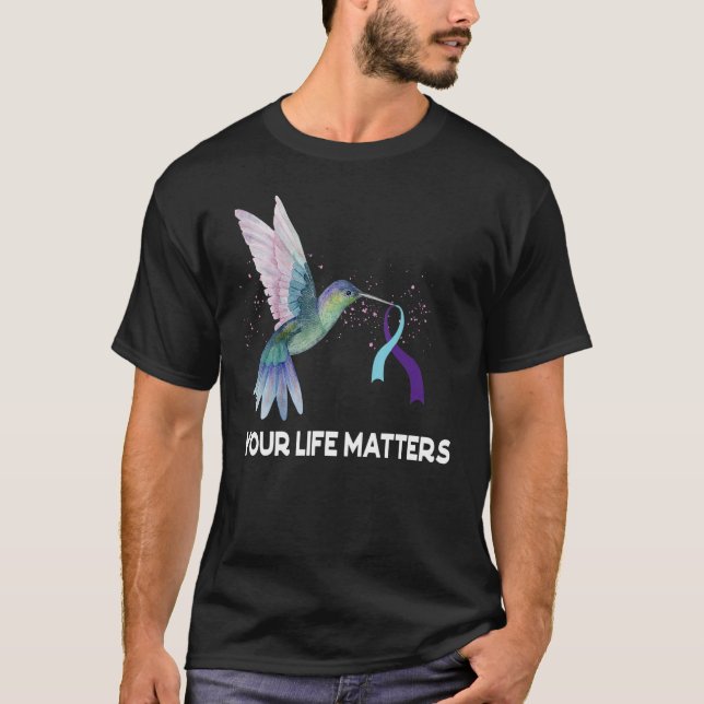 Your Life Matters Ribbon N Suicide Awareness Menta T-Shirt (Vorderseite)