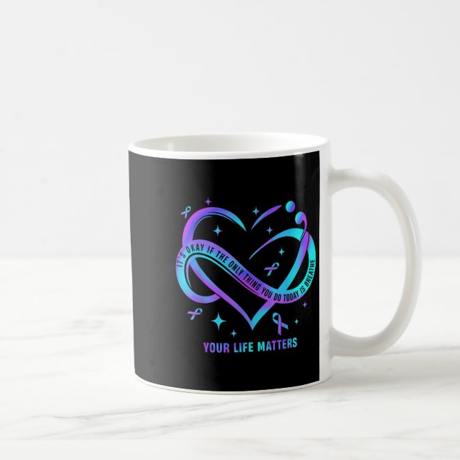 Your Life S Suicide Prevention Teal Purple Heart R Kaffeetasse (Rechts)