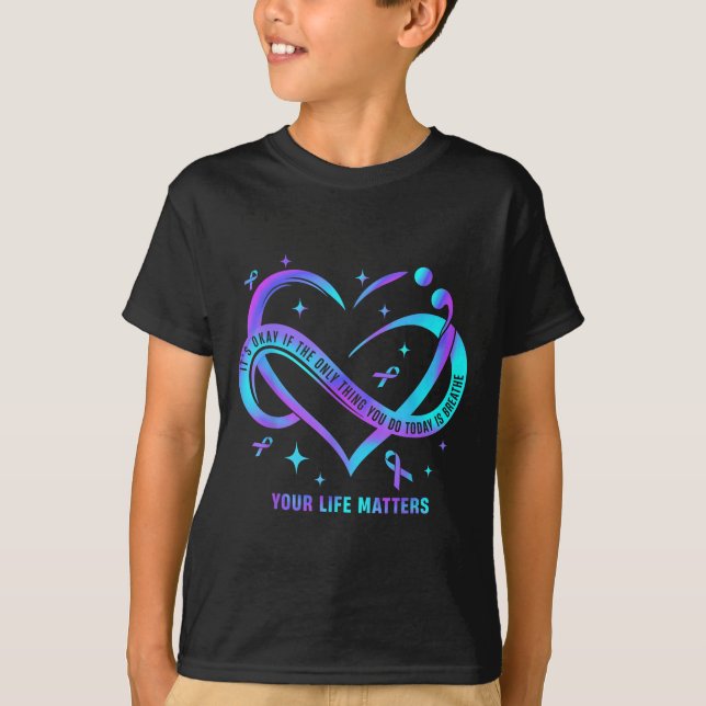 Your Life S Suicide Prevention Teal Purple Heart R T-Shirt (Vorderseite)