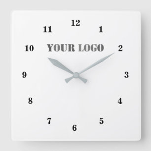 Your Logo Business Office Personalized Quadratische Wanduhr
