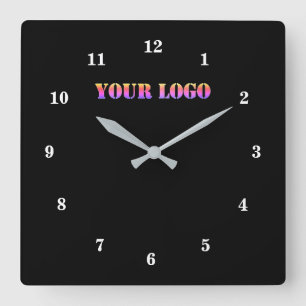Your Logo Business Office Personalized Your Colors Quadratische Wanduhr
