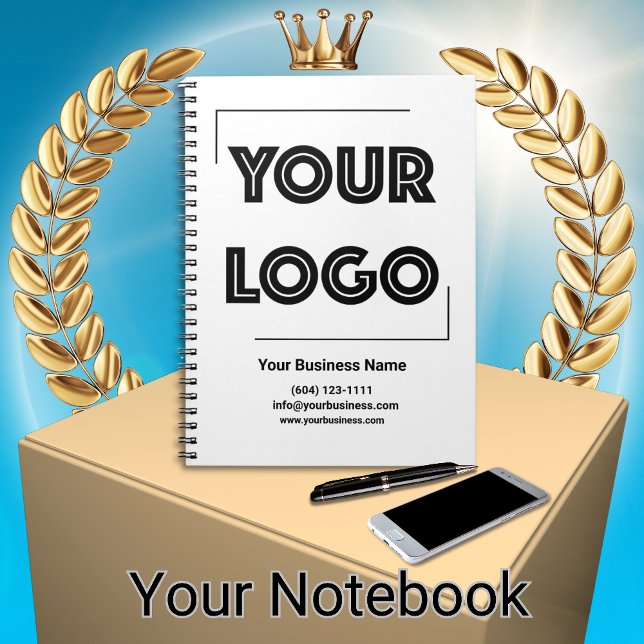 Your Logo Custom Business Marketing Black White Notizblock (Von Creator hochgeladen)