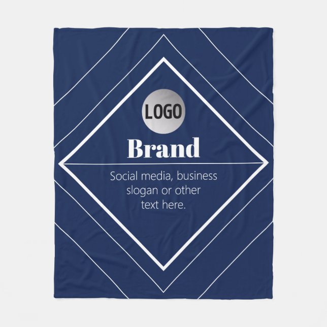 Your Logo & Customizable Modern Design | Navy Blue Fleecedecke (Vorderseite)