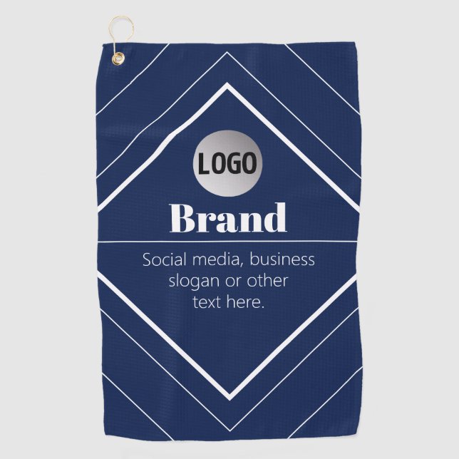 Your Logo & Customizable Modern Design | Navy Blue Golfhandtuch (Vorderseite)