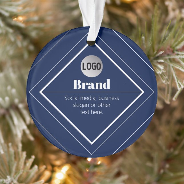 Your Logo & Customizable Modern Design | Navy Blue Ornament (Baum)