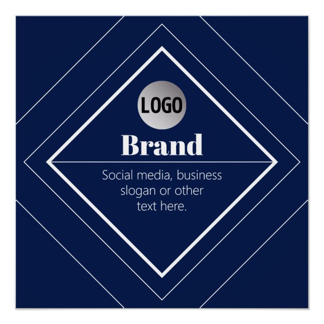 Your Logo & Customizable Modern Design | Navy Blue Poster (Vorderseite)
