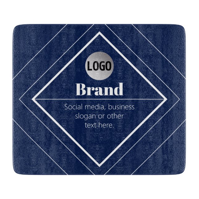 Your Logo & Customizable Modern Design | Navy Blue Schneidebrett (Vorderseite)