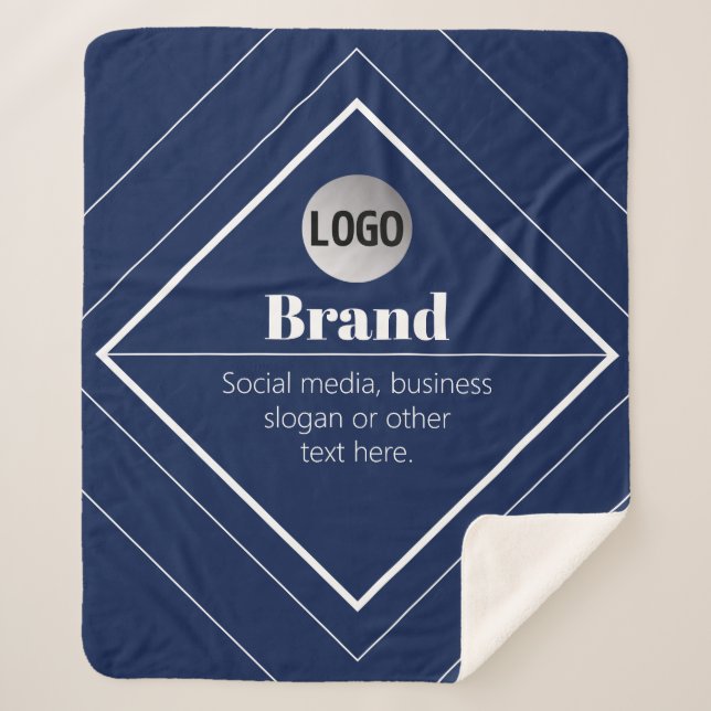 Your Logo & Customizable Modern Design | Navy Blue Sherpadecke (Vorderseite)