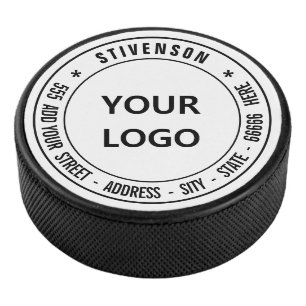 Your Logo Family Name and Address or Custom Text Eishockey Puck