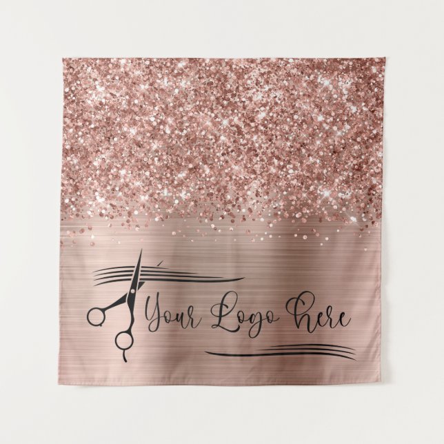 Your Logo Glittery Rose Gold Glam Wandteppich (Vorderseite)