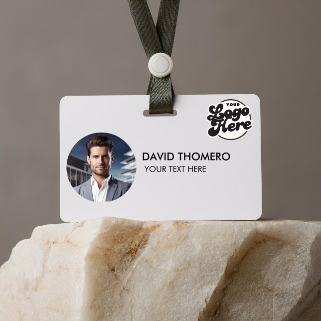 Your Logo Here Company Business QR Code Photo Name Ausweis (your logo here name tags badges  business corporate small business customer service first last name)