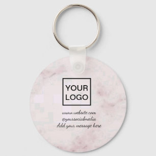 Your logo here white simple minimal PINK MARBLE Schlüsselanhänger