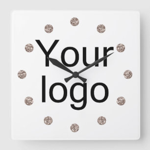 Your logo, logo, simple, minimalist, office quadratische wanduhr