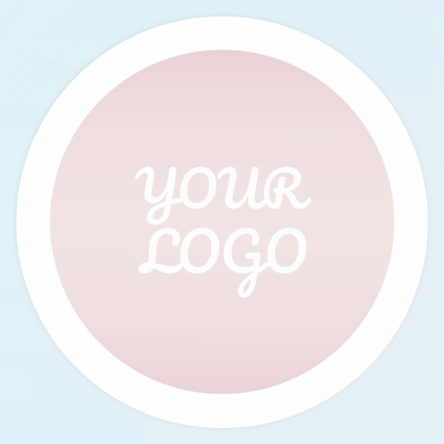 Your Logo & Modern Blush Pink Ombre White Border Runder Aufkleber (Von Creator hochgeladen)