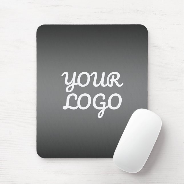 Your Logo & Modern Simple Ombre | Dark Gray Mousepad (Mit Mouse)