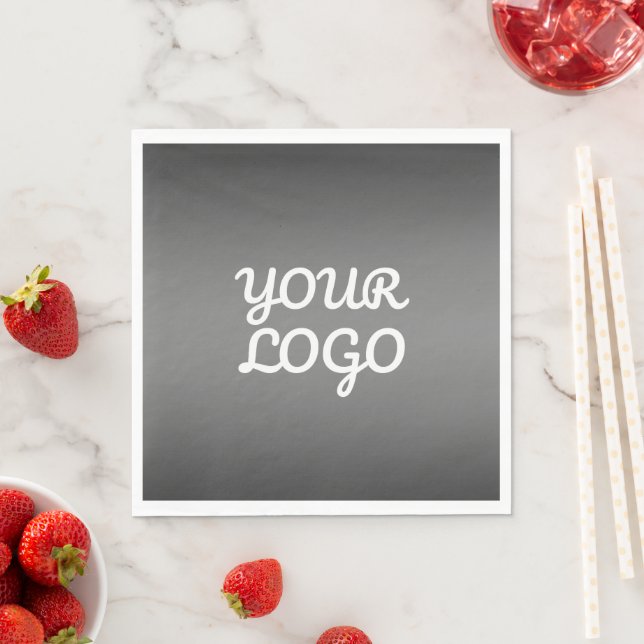 Your Logo & Modern Simple Ombre | Dark Gray Serviette (Beispiel)