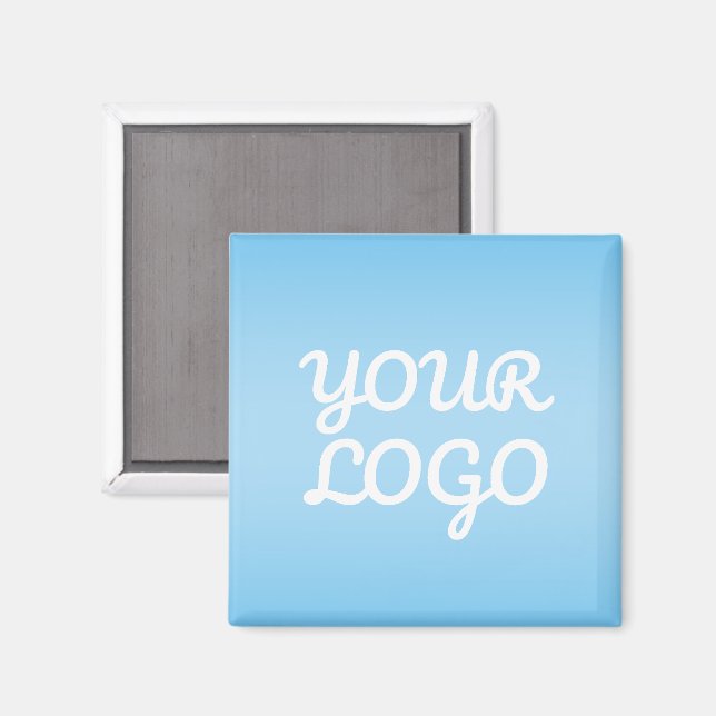 Your Logo & Modern Simple Ombre | Light Blue Magnet (Vorderseite/Rückseite)