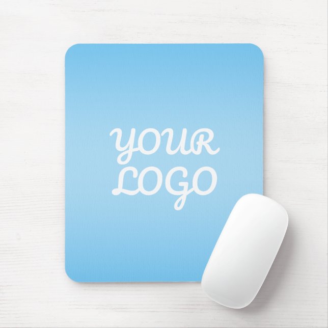 Your Logo & Modern Simple Ombre | Light Blue Mousepad (Mit Mouse)